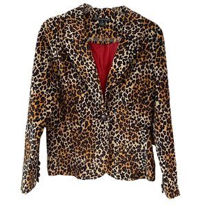 Larry Levine Stretch corduroy leopard print blazer/jacket